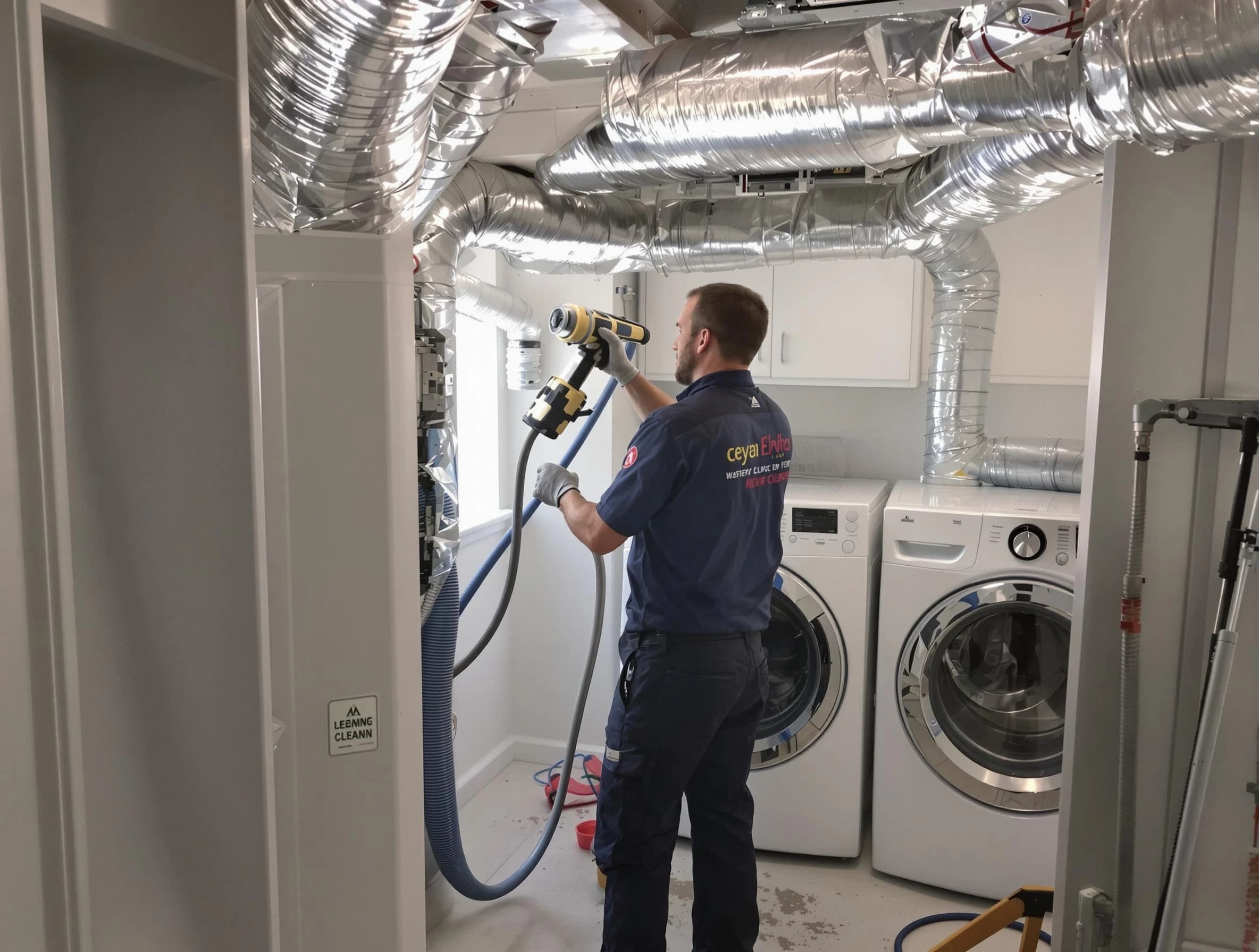 Fairfield Plantation Dryer Vent Cleaning specialist using advanced equipment for thorough duct cleaning in Fairfield Plantation