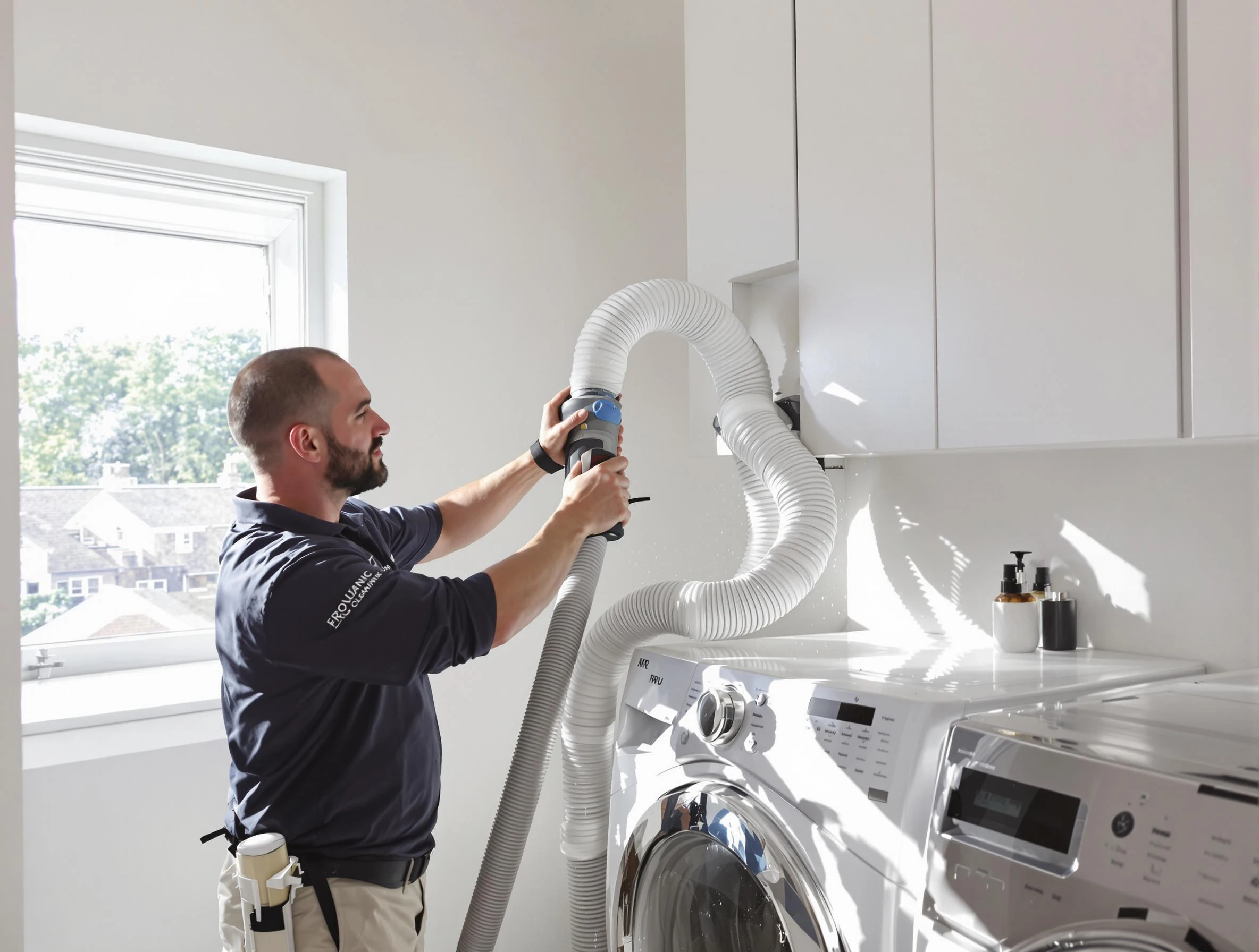 Certified Fairfield Plantation Dryer Vent Cleaning technician performing dryer vent cleaning in Fairfield Plantation